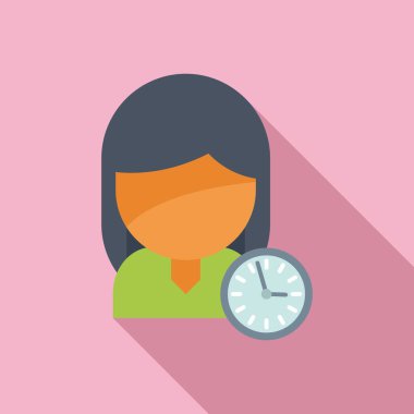 Kadın aceleyle görev ikonu düz vektör. İş için. Takvim patronu