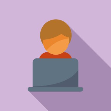 Bilgisayar araştırma simgesi düz vektör. İş dijital. Veri çalışması