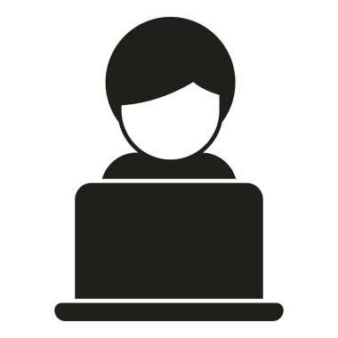 Bilgisayar araştırma simgesi basit vektör. İş dijital. Veri çalışması