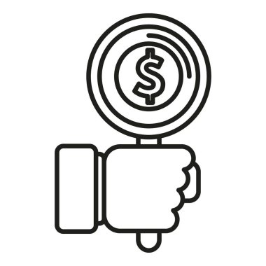 Araştırma simgesi ana hatları vektörü. Dijital rapor. Online pazarlama