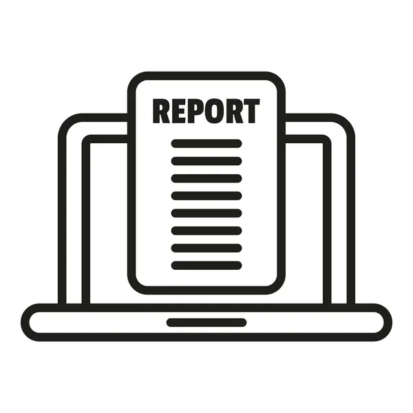 Laptop Relatório Ícone Contorno Vetor Documento Comercial Gráfico Dados — Vetor de Stock