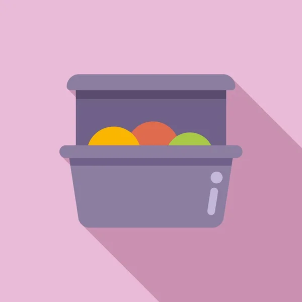 Icono Caja Comida Fresca Vector Plano Fruta Sana Snack Para — Vector de stock