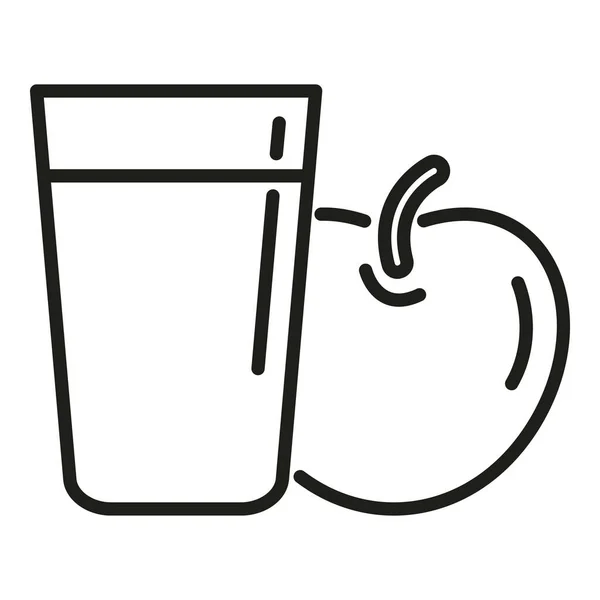 Apple Melk Glas Pictogram Omtrek Vector Eten Lunch Vruchtenmeel — Stockvector