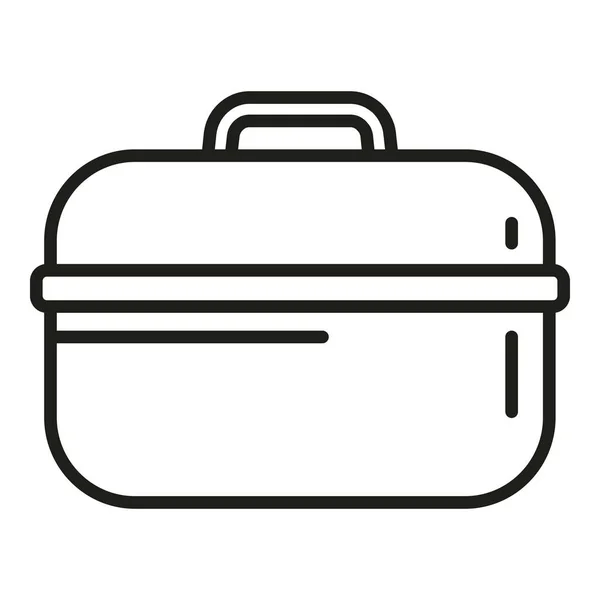 食品トレイアイコンアウトラインベクトル 弁当箱 栄養ディナー — ストックベクタ