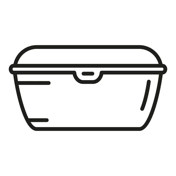 Вектор Контура Иконки Пищевого Контейнера Фруктовая Коробка Закуска — стоковый вектор
