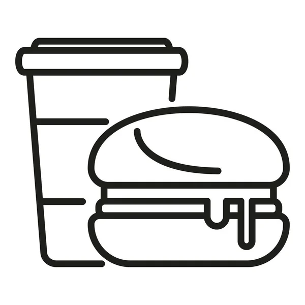 Drink Burger Time Icon Outline Vector Food Lunch Container Kid — Stock Vector