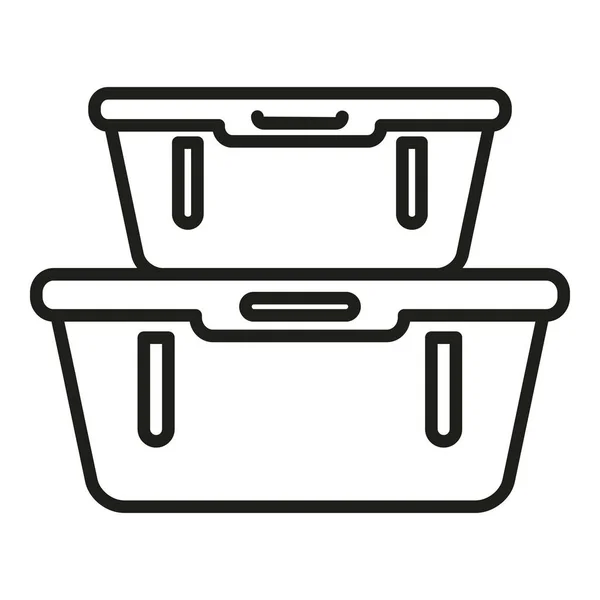 Food Container Snack Icon Outline Vector School Lunch Fresh Box — Stock Vector