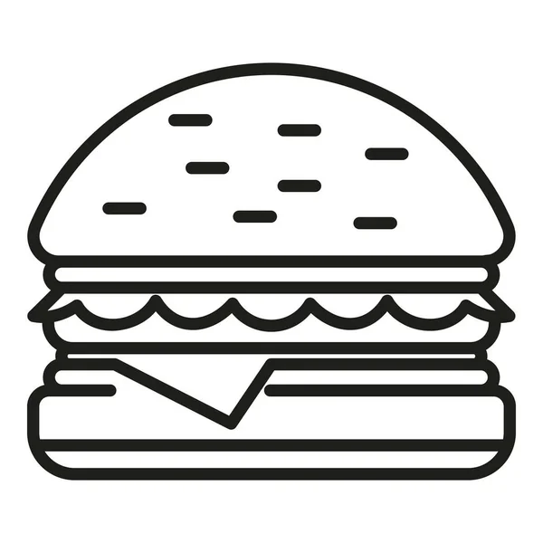 Burger Food Icon Outline Vector Lunch Box Kid Nutrition — Stock Vector