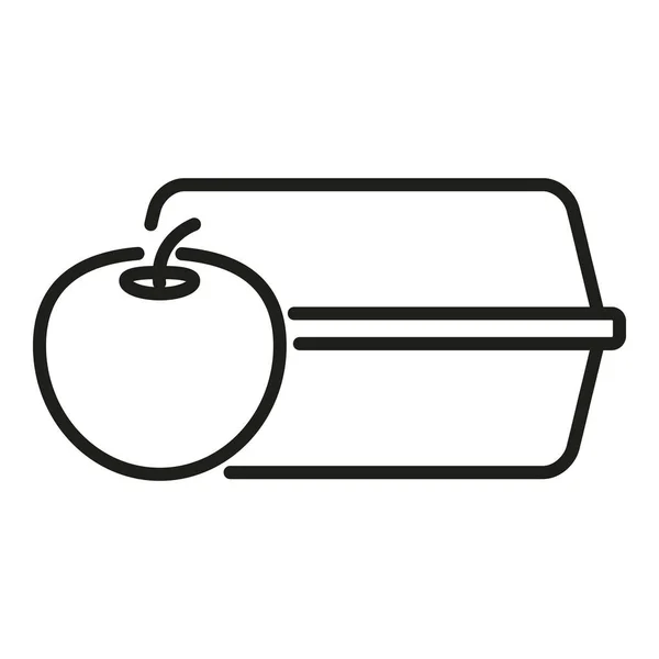 Vetor Contorno Ícone Recipiente Alimentos Almoço Escolar Produto Lanche — Vetor de Stock