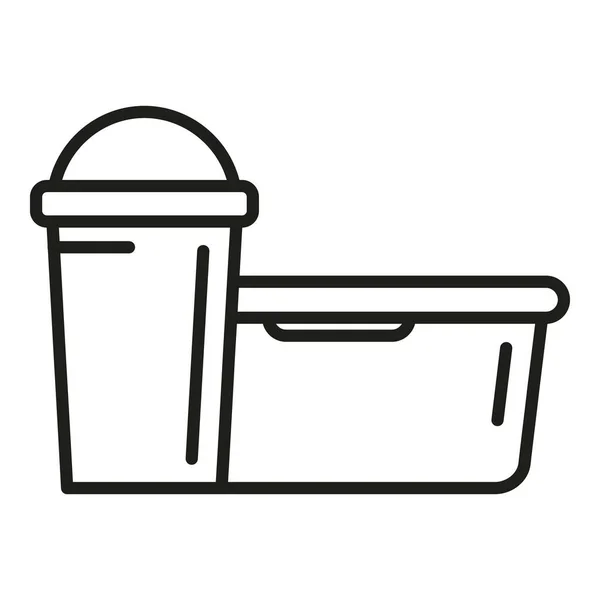 Verpackung Von Lebensmittelbehältersymbolen Umrissvektor Schulbüchse Imbiss — Stockvektor