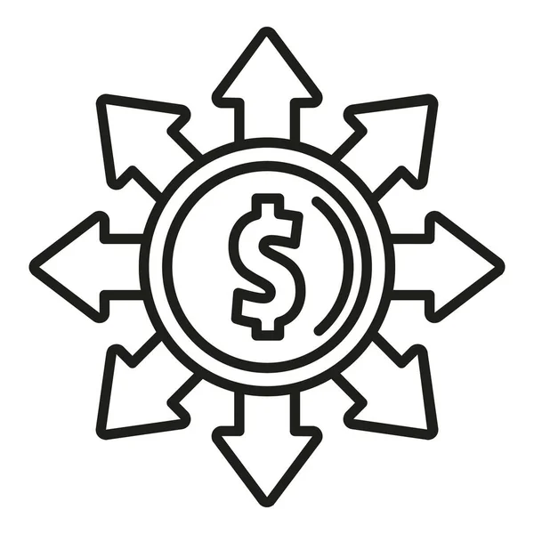 Pengar Mynt Ikon Kontur Vektor Företagsfinansiering Säkerhetsskada — Stock vektor