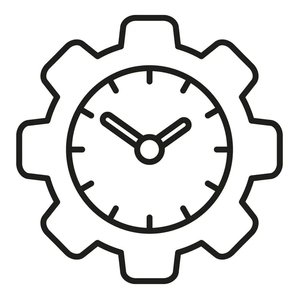 齿轮时钟图标轮廓矢量 交货期办公室工作 — 图库矢量图片