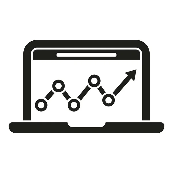 Laptop Icono Gráfico Datos Vector Simple Investigación Empresarial Informe Del — Vector de stock