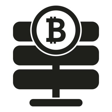 Bitcoin sunucu simgesi basit vektör. Blok zinciri. Finans verisi