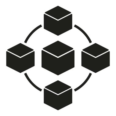 Ağ küp simgesi basit vektörü. Blok zinciri. Finans verisi