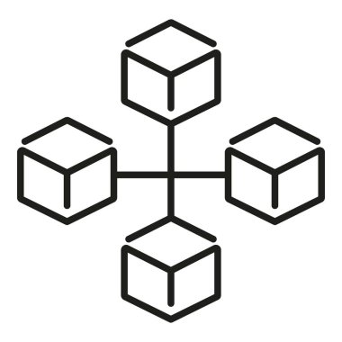 Küp matris simgesi dış hat vektörü. Mali veriler. Dijital gelecek