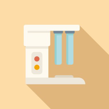 Laboratuvar su testi ikonu düz vektör. Ekipman sistemi. Konteyner sıvısı