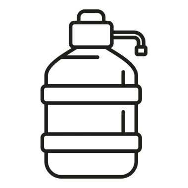 Su arıtma tankı ikonu ana hatları vektörü. Tedavi ekipmanları. Taşıyıcı ekolojisi