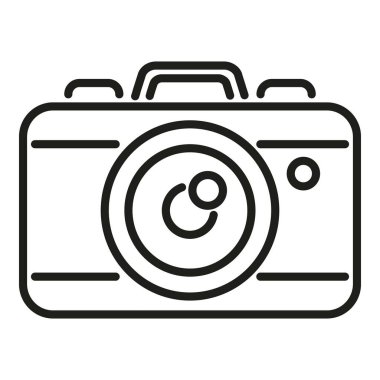 Kamera simgesi ana hatlarını taşıyın. Seyahat ekipmanları. Seyahat tatili