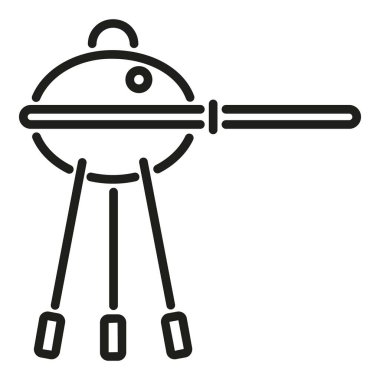 BBQ ekipman ikonu ana hatları vektörü. Seyahat tatili. Ekstrem Meşale