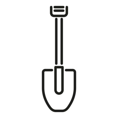 Kamp küreği ikon ana hatları vektörü. Seyahat kampı. Aşırı etkinlik