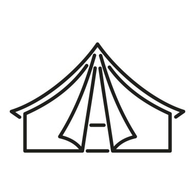Kamp çadırı ikonu ana hatları vektörü. Seyahat ekipmanları. Orman tatili