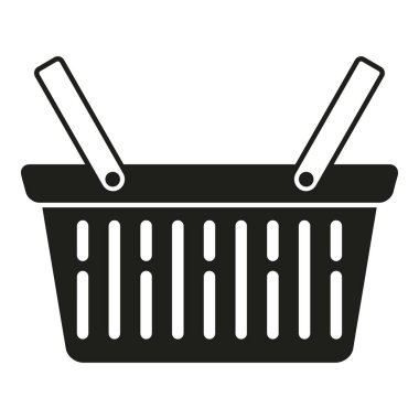 Aile sepeti simgesi basit vektör. Piknik hasırı. Pazarla ilgilen