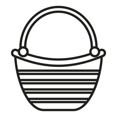 Kamp sepeti ikonu ana hatları vektörü. Piknik yemeği. Doğal piyasa