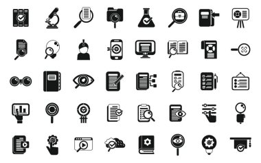 Vaka çalışma simgeleri basit bir vektör belirledi. Çalışma platformu. Derslere çalış