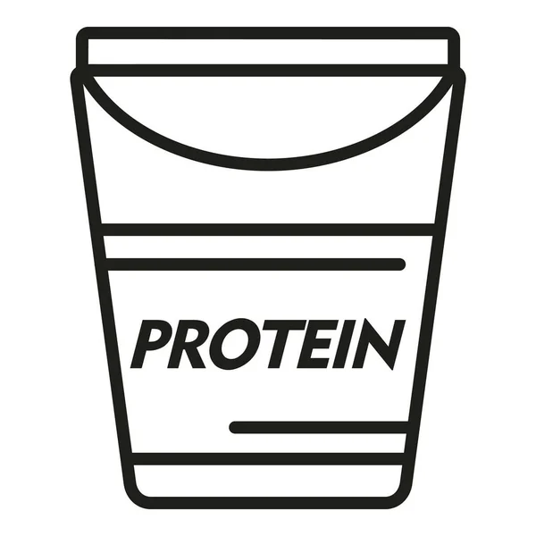 Proteína Paquete Icono Contorno Vector Vitamina Alimenticia Comida Saludable — Vector de stock