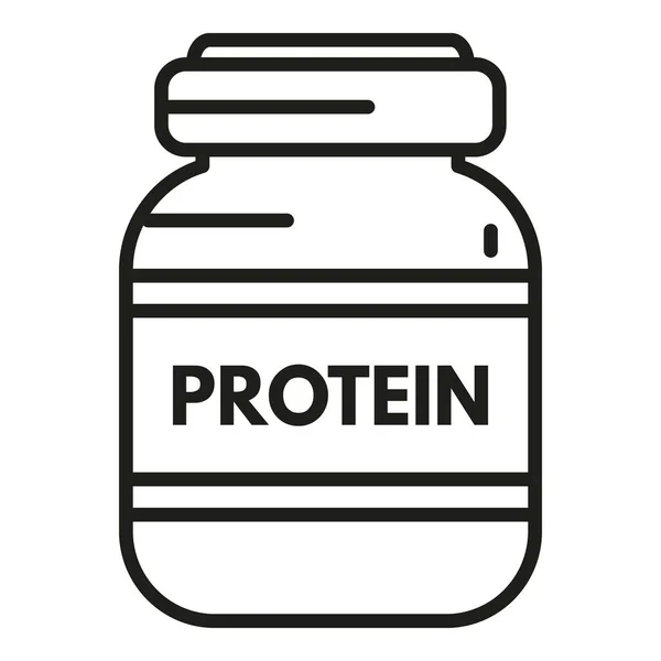 Vettore Contorno Icona Barattolo Proteico Alimentazione Alimentare Farina Salutare — Vettoriale Stock