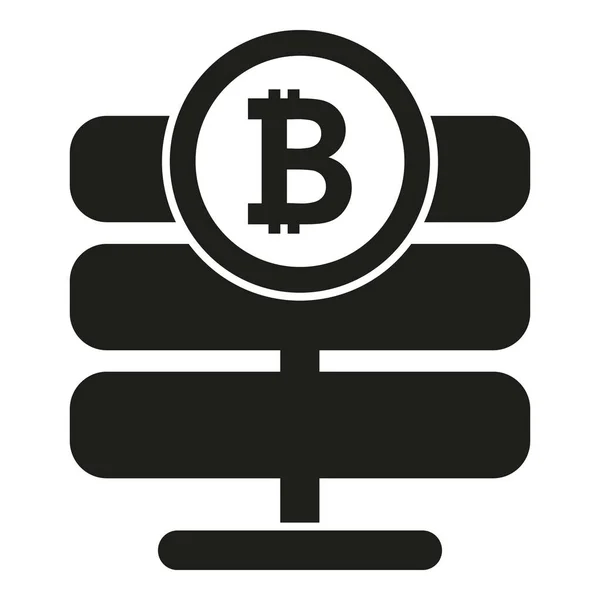 Jednoduchý Vektor Ikony Bitcoinového Serveru Blokový Řetěz Finanční Data — Stockový vektor