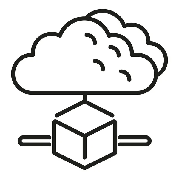 Vecteur Contour Icône Cloud Données Bloquer Chaîne Réseau Financier — Image vectorielle