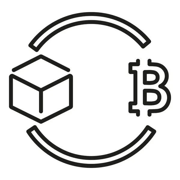 Blockchain Icône Paiement Contour Vecteur Bloquer Chaîne Données Financières — Image vectorielle