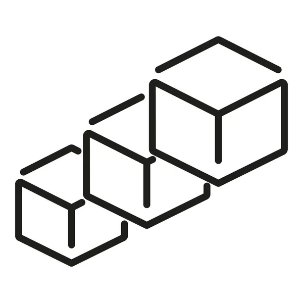Cube Icône Blockchain Contour Vecteur Bloc Chaîne Finance Numérique — Image vectorielle