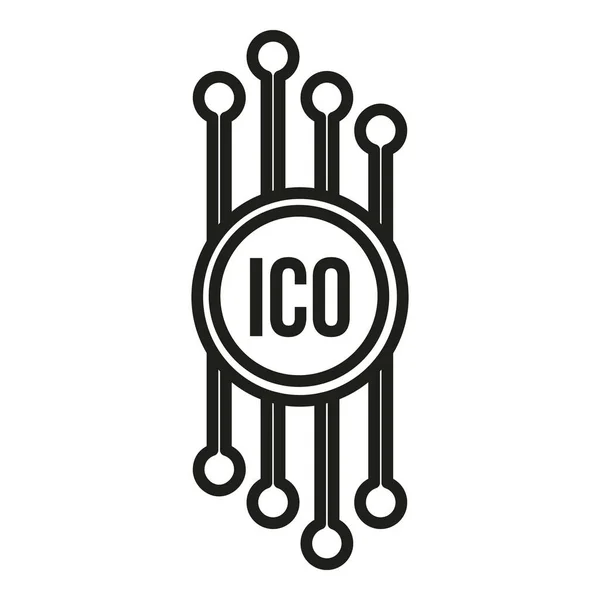 Crypto Monnaie Icône Contour Vecteur Blockchain Numérique Économie Financière — Image vectorielle