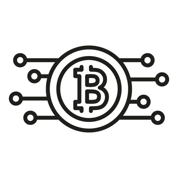 Vecteur Contour Icône Bitcoin Numérique Bloquer Chaîne Crypto Devise — Image vectorielle