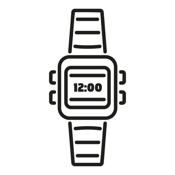 Vandra Smartwatch Ikon Kontur Vektor Reseutrustning Vandring Äventyr — Stock vektor