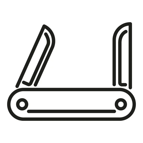 マルチツールアイコンアウトラインベクトル 旅行機器 アドベンチャーギア — ストックベクタ