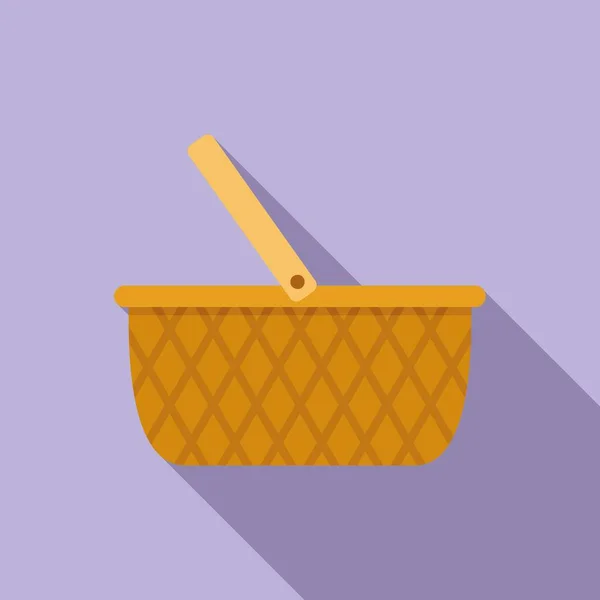 Basket Container Icon Flat Vector Picnic Wicker Empty Basket — Stock Vector