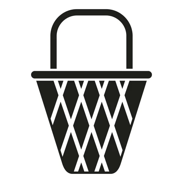 Small Basket Icon Simple Vector Wicker Hamper Handle Design — Stock Vector