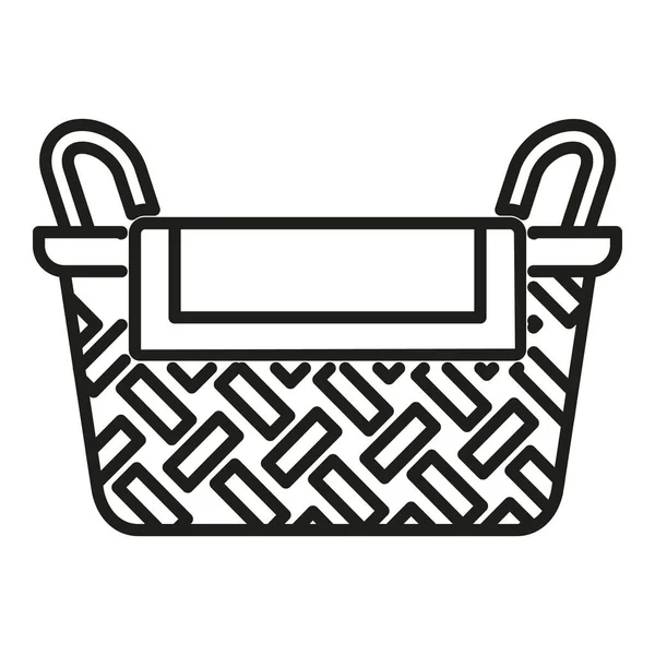 イースターバッグアイコンアウトラインベクトル ピクニックわら 天然市場 — ストックベクタ