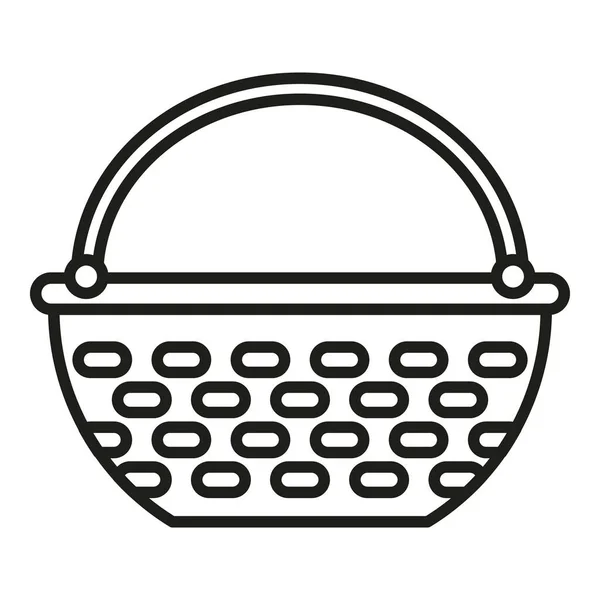 空篮子图标轮廓向量 野餐的稻草市场箱 — 图库矢量图片