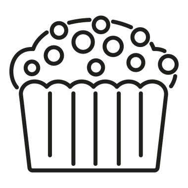 Kek ikonu ana hatları vektörü. Pasta yiyeceği. Tatlı menü