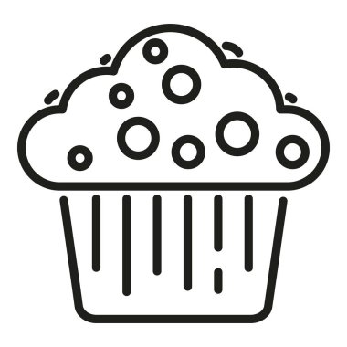 Atıştırmalık kek ikonu ana hatları vektörü. Pasta yiyeceği. Tatlı tatlı menü