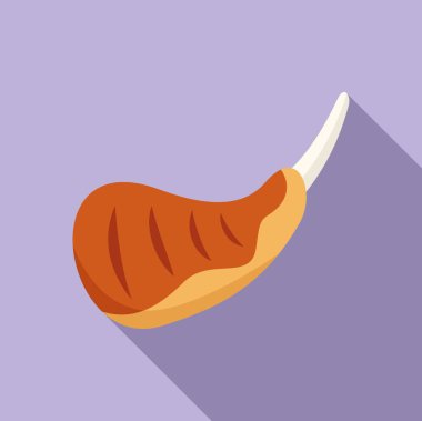 Domuz bbq ikonu düz vektör. Izgara yemek. Tavuk aşçısı