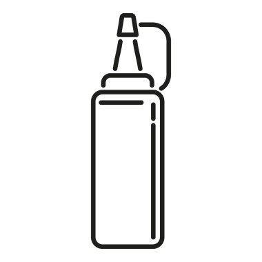 Hardal şişesi ikonu ana hatları vektörü. Mangal eti. Yemek ızgarası