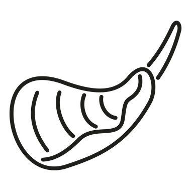 Domuz bbq ikonu ana hatları vektörü. Izgara yemek. Tavuk aşçısı