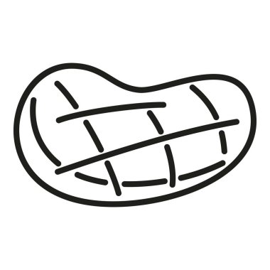 Izgara taze biftek ikonu ana hatları vektörü. Mangal eti. Pişir