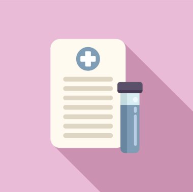 Tıbbi test kâğıdı simgesi düz vektör. Sağlık sistemi. Vücut hastalığı